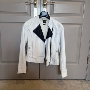 Armani Exchange white leather jacket